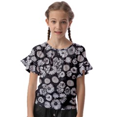 Mid Century Retro Floral 1970s 1960s Pattern 86 Kids  Cut Out Flutter Sleeves by violetheavensky