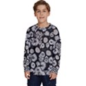 Mid Century Retro Floral 1970s 1960s Pattern 86 Kids  Crewneck Sweatshirt View1