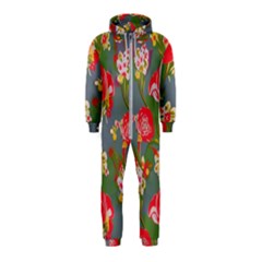 Mid Century Retro Floral 1970s 1960s Pattern 83 Hooded Jumpsuit (kids) by violetheavensky