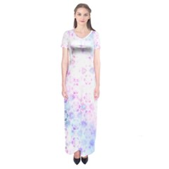 Digital Art Artwork Abstract Pink Purple Short Sleeve Maxi Dress by Dutashop