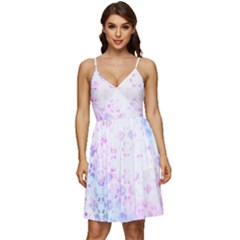 Digital Art Artwork Abstract Pink Purple V-neck Pocket Summer Dress  by Dutashop