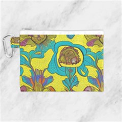 Mid Century Retro Floral 1970s 1960s Pattern 60 Canvas Cosmetic Bag (medium) by violetheavensky