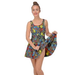 Mid Century Retro Floral 1970s 1960s Pattern 56 Inside Out Casual Dress by violetheavensky