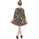 Mid Century Retro Floral 1970s 1960s Pattern 56 Kids  Quarter Sleeve Shirt Dress View2