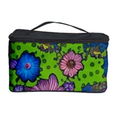 Mid Century Retro Floral 1970s 1960s Pattern 59 Cosmetic Storage Case by violetheavensky
