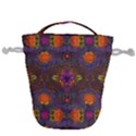 Mid Century Retro Floral 1970s 1960s Pattern 67 Drawstring Bucket Bag View2