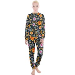 Mid Century Retro Floral 1970s 1960s Pattern 57 Women s Lounge Set by violetheavensky