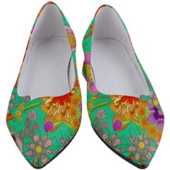 Mid Century Retro Floral 1970s 1960s Pattern 58 Women s Block Heels  by violetheavensky