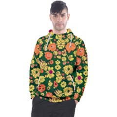 Mid Century Retro Floral 1970s 1960s Pattern 68 Men s Pullover Hoodie by violetheavensky
