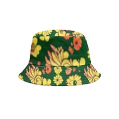 Mid Century Retro Floral 1970s 1960s Pattern 68 Inside Out Bucket Hat (kids) by violetheavensky