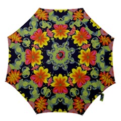 Mid Century Retro Floral 1970s 1960s Pattern 54 Hook Handle Umbrellas (medium) by violetheavensky