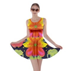 Mid Century Retro Floral 1970s 1960s Pattern 54 Skater Dress by violetheavensky