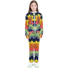 Mid Century Retro Floral 1970s 1960s Pattern 54 Kids  Tracksuit by violetheavensky