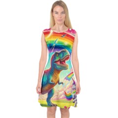 Trex/unicorns Capsleeve Midi Dress by RainbowTyrannosaurus