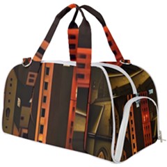 Sci-fi Futuristic Science Fiction City Neon Scene Artistic Technology Machine Fantasy Gothic Town Bu Burner Gym Duffel Bag by Posterlux