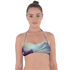 Village Moon Cloudy Historical Tudor Architecture Houses Town Night Windows City Tie Back Bikini Top by Posterlux