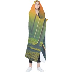 Outdoors Night Moon Full Moon Trees Setting Scene Forest Woods Light Moonlight Nature Wilderness Lan Wearable Blanket by Posterlux