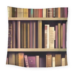 Books Bookshelves Office Fantasy Background Artwork Book Cover Apothecary Book Nook Literature Libra Square Tapestry (large) by Posterlux