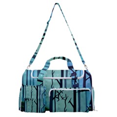 Nature Outdoors Night Trees Scene Forest Woods Light Moonlight Wilderness Stars Sports Gym Duffle Bag With Shoe Compartment by Posterlux