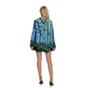 Nature Outdoors Night Trees Scene Forest Woods Light Moonlight Wilderness Stars Round Neck Long Sleeve Bohemian Style Chiffon Mini Dress View4