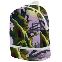 Outdoors Night Full Moon Setting Scene Woods Light Moonlight Nature Wilderness Landscape Zip Bottom Backpack by Posterlux