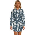 Easter bunny pattern Womens Long Sleeve Shirt Dress View1