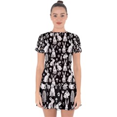 Easter Bunny Pattern Drop Hem Mini Chiffon Dress by Valentinaart