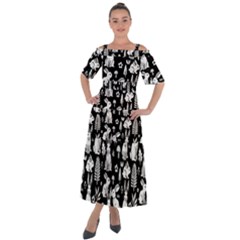 Easter Bunny Pattern Shoulder Straps Boho Maxi Dress  by Valentinaart