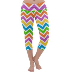 Chevron Pattern Design Texture Capri Yoga Leggings by Anend