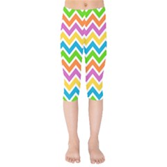 Chevron Pattern Design Texture Kids  Capri Leggings  by Anend