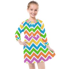 Chevron Pattern Design Texture Kids  Quarter Sleeve Shirt Dress by Anend
