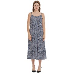 Blue Black Snake Pattern Casual Spaghetti Strap Midi Dress by DinkovaArt