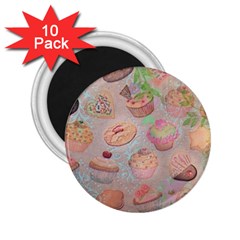 French Pastry Vintage Scripts Cookies Cupcakes Vintage Paris Fashion 2 25  Button Magnet (10 Pack) by chicelegantboutique