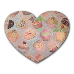 French Pastry Vintage Scripts Cookies Cupcakes Vintage Paris Fashion Mouse Pad (heart) by chicelegantboutique