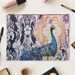Damask French Scripts  Purple Peacock Floral Paris Decor Cosmetic Bag (xl) by chicelegantboutique