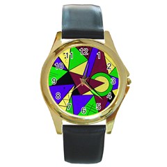 Modern Round Metal Watch (gold Rim)  by Siebenhuehner