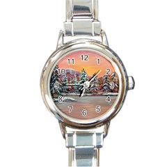  jane s Winter Sunset   By Ave Hurley Of Artrevu   Round Italian Charm Watch by ArtRave2