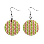 Allover Graphic Red Green Mini Button Earrings Front