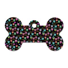 Happy Owls Dog Tag Bone (two Sided) by Ancello