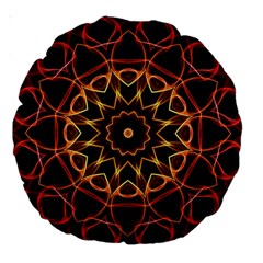 Yellow And Red Mandala 18  Premium Round Cushion  by Zandiepants