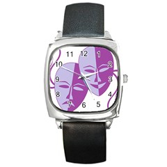 Comedy & Tragedy Of Chronic Pain Square Leather Watch by FunWithFibro