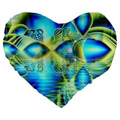Crystal Lime Turquoise Heart Of Love, Abstract 19  Premium Heart Shape Cushion by DianeClancy