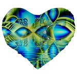 Crystal Lime Turquoise Heart Of Love, Abstract 19  Premium Heart Shape Cushion Back