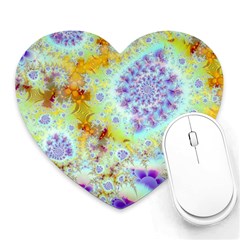 Golden Violet Sea Shells, Abstract Ocean Mouse Pad (heart) by DianeClancy