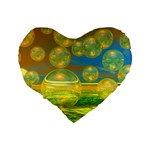 Golden Days, Abstract Yellow Azure Tranquility 16  Premium Heart Shape Cushion  Back