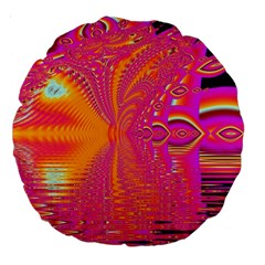 Magenta Boardwalk Carnival, Abstract Ocean Shimmer 18  Premium Round Cushion  by DianeClancy