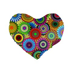 Psychedelic Flowers 16  Premium Heart Shape Cushion  by StuffOrSomething