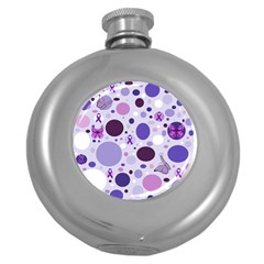 Purple Awareness Dots Hip Flask (round) by FunWithFibro