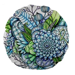 Peaceful Flower Garden 2 18  Premium Round Cushion  by Zandiepants