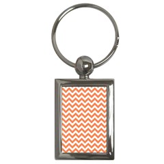 Orange And White Zigzag Key Chain (rectangle) by Zandiepants